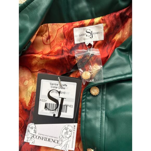 Sassy Jones Green Giraffe Jacket Dress NWT XS - Picture 2 of 10